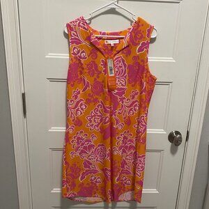 Jude Connally NWT Large Etched Floral Coral Tank Allison